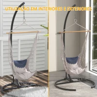 Outsunny Suporte para Cadeira Suspensa com Base Redonda Estrutura Metálica para Exterior Capacidade 150 kg Ø102x195 cm Preto(m-5)