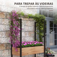 Outsunny Horta Elevada com Rodas Horta Urbana com Treliça Orifícios de Drenagem para Plantas Trepadeiras Flores 110x49x190 cm Marrom(m-4)