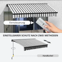 Outsunny Zonneluifel Luifel Terrasluifel, weerbestendig, 1 Handzwengel, 295 x 250 x 150 cm, Grijs + Wit(m-4)