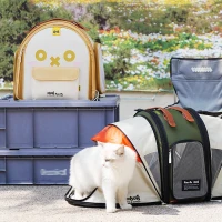 Purrpy Zaino Portatile per Gatti di Grande Capacità, Espandibile, Con Doppia Funzione a Spalla e a Mano, Verde(m-4)