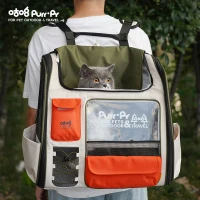 Purrpy Zaino Portatile per Gatti di Grande Capacità, Zaino per Gatti a Capsula Spaziale con Doppia Spallaccia, Verde(m-1)