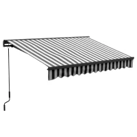 Outsunny Zonneluifel Luifel Terrasluifel, weerbestendig, 1 Handzwengel, 295 x 250 x 150 cm, Grijs + Wit(m-1)