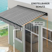 Outsunny Markiza przeciwsłoneczna Markiza tarasowa, odporna na warunki pogodowe, 1 korbka ręczna, 295 x 250 x 150 cm, Szary + Biały(m-5)