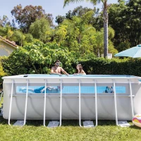 INTEX 26770NP - Piscina Prisma Frame Rettangolare Clearview Cm 400X200X122 Con Pompa Filtro, Telo Base, Telo Copertura, Scaletta(m-7)