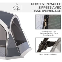 Outsunny Tente de camping dôme familiale pour 6-8 personnes avec 4 portes en filet zippées, tissu Oxford crochet pour lampe(m-5)
