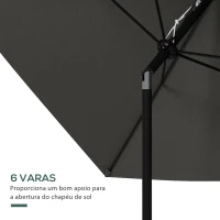 Outsunny Chapéu de Sol de Jardim 300x200x248 cm Proteção UV50+ Inclinável com Teto de Ventilação e Manivela para Terraço Cinza Escuro(m-6)