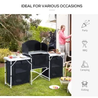 Outsunny Multi-Storage Portable Camping Kitchen, with Heat-Resistant Tabletops and Bag(m-7)