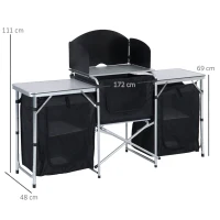 Outsunny Multi-Storage Portable Camping Kitchen, with Heat-Resistant Tabletops and Bag(m-3)