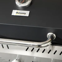 Outsunny Grill gazowy BBQ-Grill, 4 główne palniki, 1 palnik boczny, 1 płyta do podgrzewania; 135 x 53 x 101cm, Ciemnoszary(m-9)