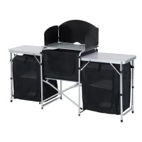 Outsunny Multi-Storage Portable Camping Kitchen, with Heat-Resistant Tabletops and Bag(m-1)