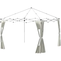 Outsunny Paredes Laterais para Tenda de 2 Painéis 295x195 cm em Tecido Oxford com 2 Janelas para Tendas de 6x3 m 3x3 m Creme(m-11)