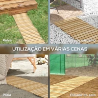 Outsunny Estrado de Ripas de Madeira Enrolável 120x38 cm Resistente às Intempéries Decoração de Jardim para Praia Festa Natural(m-4)