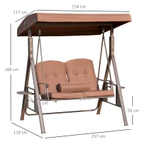 Outsunny Leagan 2 Persoane – Acoperis Reglabil, Perne & Tava Exterior(m-3)