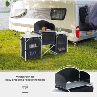 Outsunny Multi-Storage Portable Camping Kitchen, with Heat-Resistant Tabletops and Bag(m-5)