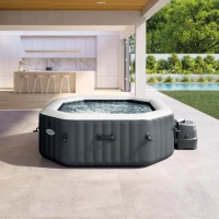 INTEX 28434EX - Spa Bubble Ottagonale Cm 180X71, 4 Posti, Con Pompa, Riscaldatore, Sistema Di Purificazione Acqua, 120 Getti, Telo Base, Telo Copertura, Dispenser Di Cloro(m-2)