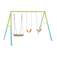 INTEX 44133 - Altalena Verde E Blu Cm 351X244X201, 3 Componenti (Dondolo Ottagonale & 2 Altalene)(m-1)