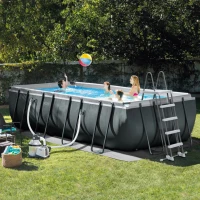INTEX 26356GN - Piscina Ultra Xtr Frame Rettangolare 549X274X132 Cm, Pompa A Sabbia, Scaletta Doppia, Telo Base, Copertura(m-3)
