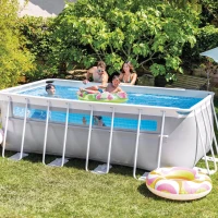 INTEX 26770NP - Piscina Prisma Frame Rettangolare Clearview Cm 400X200X122 Con Pompa Filtro, Telo Base, Telo Copertura, Scaletta(m-8)