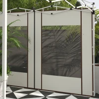 Outsunny Paredes Laterais para Tenda de 2 Painéis 295x195 cm em Tecido Oxford com 2 Janelas para Tendas de 6x3 m 3x3 m Creme(m-9)