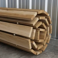 Outsunny Uitrolbaar Tuinpad, Weerbestendig, Vurenhout, 120 x 47 x 1 cm, Natuurlijk(m-9)