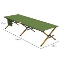 Outsunny Strandstoel Tuinstoel Ligbed, inklapbaar, weerbestendig, 196 cm x 64 cm x 45 cm, Donkergroen(m-3)