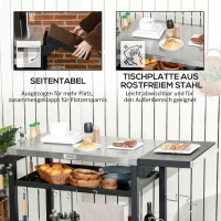 Outsunny Barbecuestation BBQ-wagen, incl. accessoires, 125 x 65 x 84 cm, Zwart + Zilver(m-5)