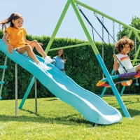 INTEX 44151 - Altalena Verde E Blu Cm 467X244X201, 5 Componenti (Scivolo, Dondolo Ottagonale, 2 Altalene, Dondolo Con Poggia Piedi)(m-11)