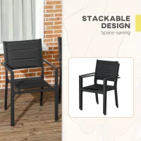 Outsunny Set of Two Aluminium Stacking Garden Chairs - Black(m-7)