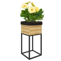 Outsunny Hochbeet Pflanzkasten, Industriedesign, weerbestendig, Vliesvoering, 22 x 22 x 54 cm, Natuur + Zwart(m-10)