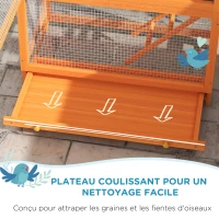 PawHut Cage à oiseaux en bois cage perroquet aire de jeux toit asphalte imperméable 92 x 52 x 171 cm orange(m-4)