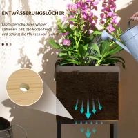 Outsunny Hochbeet Pflanzkasten, Industriedesign, weerbestendig, Vliesvoering, 22 x 22 x 54 cm, Natuur + Zwart(m-6)