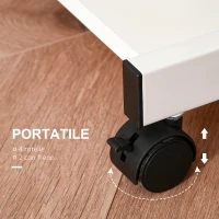 HOMCOM Tavolo Porta PC Classico e Salvaspazio, Piano Tastiera a Scomparsa, 4 Ruote e Ripiano Inferiore Bianco 60x48x73cm(m-7)