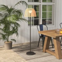 Outsunny Lampa podłogowa lampa stojąca lampa designerska, oświetlenie LED, 3 poziomy jasności, bambus,  39 x 39 x 153 cm, naturalne(m-2)