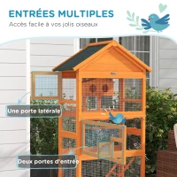 PawHut Cage à oiseaux en bois cage perroquet aire de jeux toit asphalte imperméable 92 x 52 x 171 cm orange(m-5)