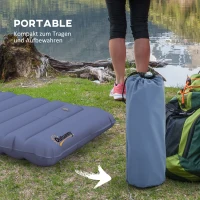 Outsunny Kampeermat Campingmat, Opblaasbaar Luchtbed met Voetpomp, Draagvermogen tot 80 kg, Blauw(m-7)