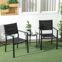 Outsunny Set of Two Aluminium Stacking Garden Chairs - Black(m-2)