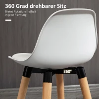 HOMCOM Zestaw 2 krzeseł barowych w stylu skandynawskim, z podnóżkiem, 38,5 cm x 42,5 cm x 91 cm, Naturalne + Białe(m-6)