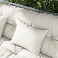 Outsunny Back and Seat Cushion Replacement with 2 Pillows, Patio Chair Cushions Set with Ties, White(m-8)