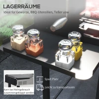 Outsunny Houtskoolgrill BBQ-Grill, verstelbaar rooster, 1 draaispies, 118 x 32 x 90 cm, Zwart + Zilver(m-6)