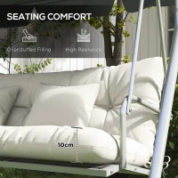 Outsunny Back and Seat Cushion Replacement with 2 Pillows, Patio Chair Cushions Set with Ties, White(m-6)