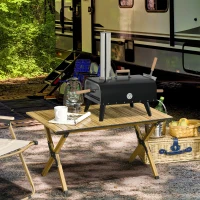 Outsunny Pizzaoven Pizza Houtoven, 1 Pizzaschep, 1 Pizzasteen, 81 x 40 x 72 cm, Zwart + Natuur(m-2)