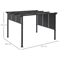 Outsunny Zonnescherm Markies. Pergola, weerbestendig, inclusief bevestigingsmateriaal, 3 x 3,5 m, Donkergrijs(m-3)