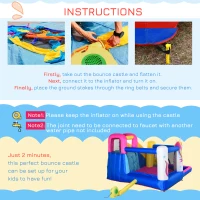 Outsunny 5 in 1 Bouncy Castle, with Blower, for Ages 3-8 Years - Multicoloured(m-3)