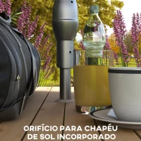Outsunny Mesa Campismo Dobrável 86x72,5x67 cm com 4 Assentos e Orifício para Chapéu de Sol Estrutura de Aluminio Exterior Natural(m-6)