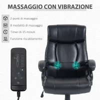 Vinsetto Poltrona da Ufficio Massaggiante e Riscaldata con 2 Punti Massaggio e 8 Programmi, Nera(m-8)