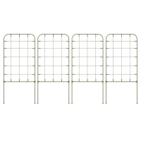 Outsunny Conjunto de 4 Treliças de Jardim Suportes para Plantas Trepadeiras com Estrutura de Aço para Frutas Flores 40x90 cm Verde(m-11)