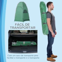 Outsunny Tenda de Duche Portátil Tenda de Privacidade Emergente 122x122x213 cm UPF30+ Trocador para Campismo Sanita Verde(m-6)