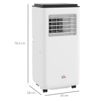 HOMCOM Aire Acondicionado Portátil 10000 BTU 2900W Enfriador Ventilador Deshumidificador 5 en 1 33x28x70,4 cm Blanco(m-3)