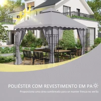 Outsunny Toldo de Substituição para Pérgola com Teto Duplo e 10 Orifícios de Drenagem 2,95x2,95 cm Cinza(m-4)