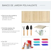 Outsunny Banco de Jardim de Madeira com Baú de Armazenamento e Encosto Carga 250 kg para Pátio Terraço Varanda 115x45x75 cm Natural(m-4)